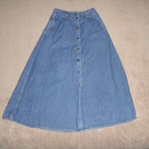 Vintage 90s Denim Skirt A Line Button down front
